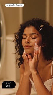 A vertical fictional skincare ad resized for a mobile placement
